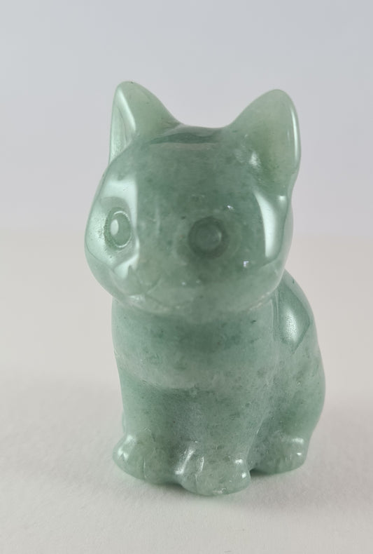 Figurine chat Aventurine verte