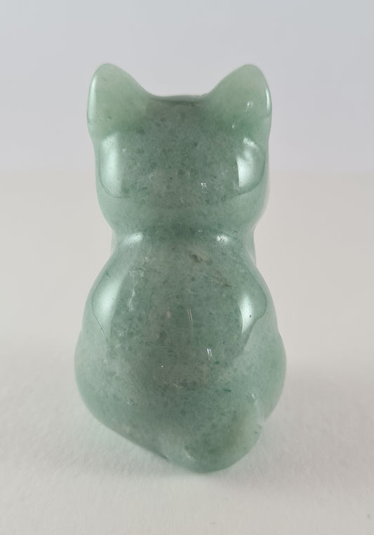 Figurine chat Aventurine verte