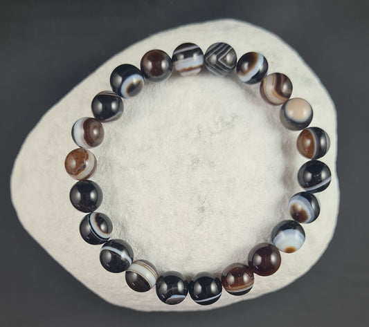 Bracelet Sardonyx noire 8mm