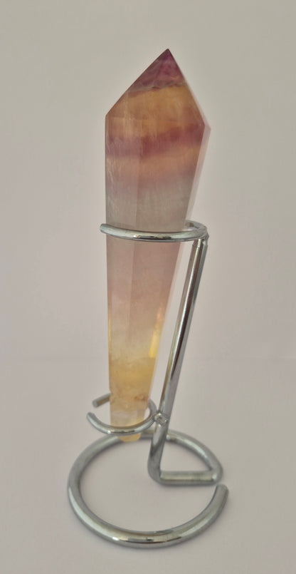 Pointe cristaux Fluorite rainbow avec socle 13,5cm / n°37