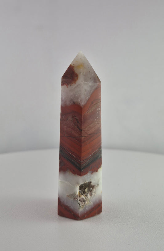 Pointe Tour polie Jaspe rouge 9cm / n°15