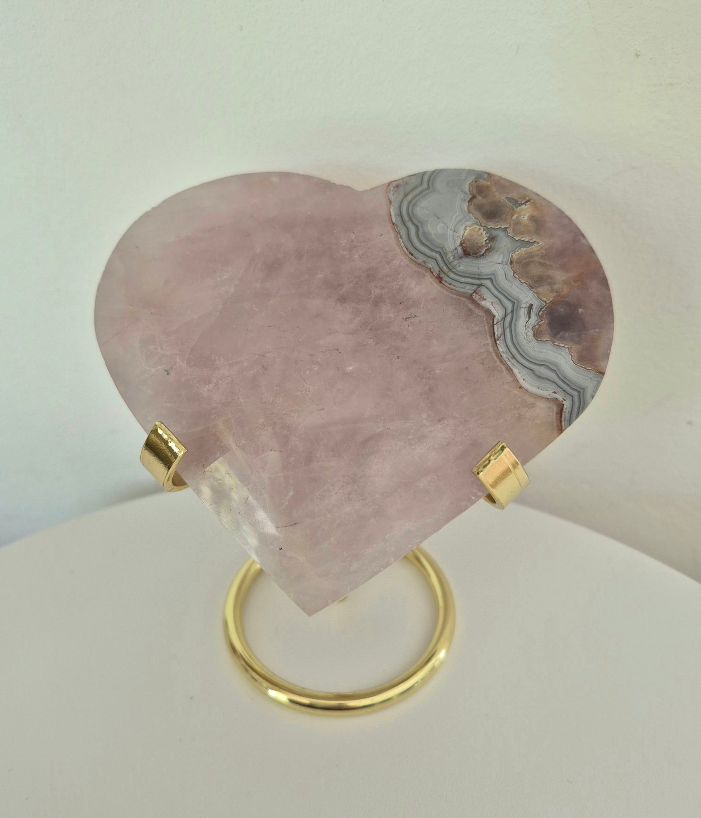 Cœur en Améthyste et Agate dentelle mexicaine n°133