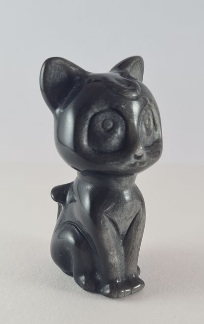 Figurine Chat Obsidienne argentée n°54