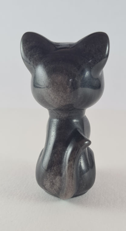 Figurine Chat Obsidienne argentée n°54