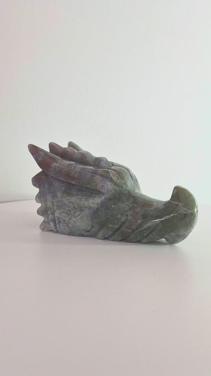Tête de dragon en Jaspe Océan / n°111