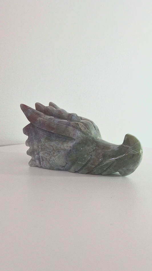 Tête de dragon en Jaspe Océan / n°111