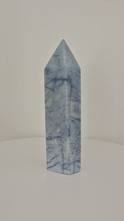 Pointe Tour polie Aventurine bleue 15,5cm / n°16