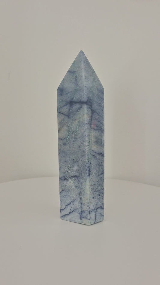 Pointe Tour polie Aventurine bleue 15,5cm / n°16